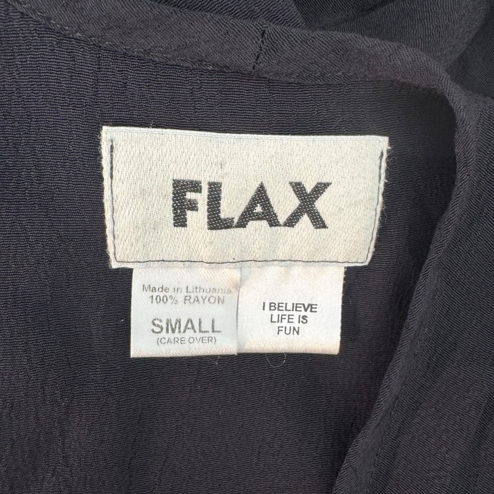 FLAX - Black Sleeveless Midi Dress Small Rayon Minimalist Sz S - Picture 5 of 6